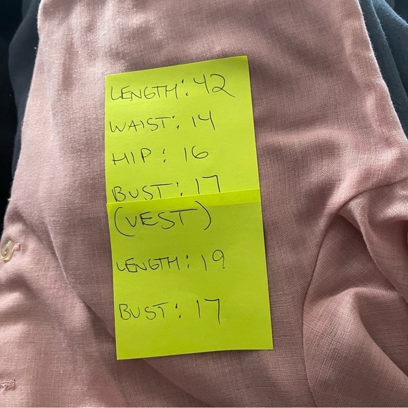 Vintage Pink & Blue Long Dress with Vest Set Women's M Retro Spring - Picture 5 of 5